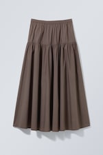 Dunkles Graubraun - Maxirock aus Baumwolle - 0