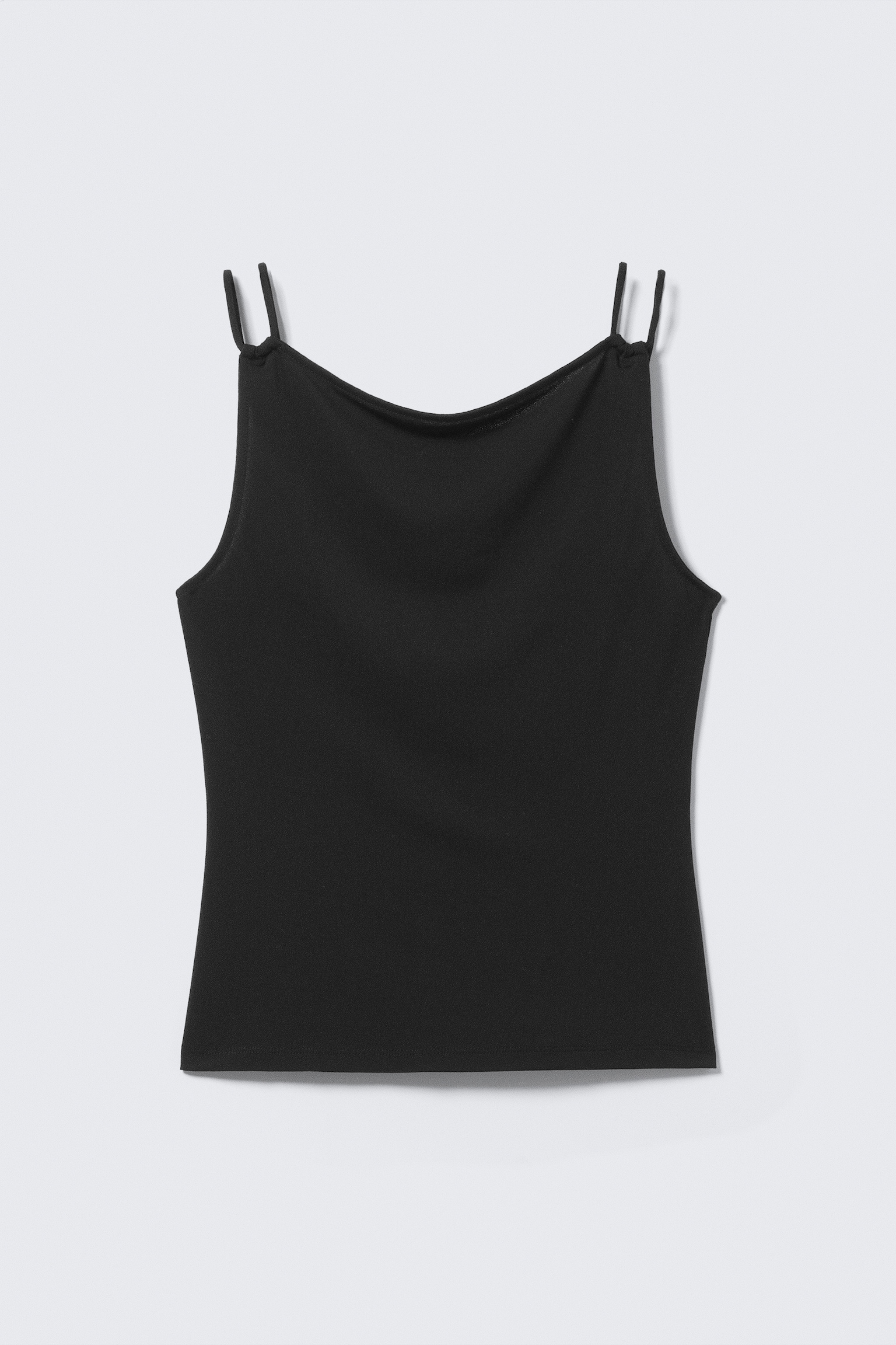 Jersey-Tanktop mit Riemchen und U-Boot-Ausschnitt - Schwarz/Hellgrün/Dunkelbraun - 2