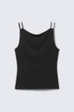 Schwarz - Jersey-Tanktop mit Riemchen und U-Boot-Ausschnitt - 4