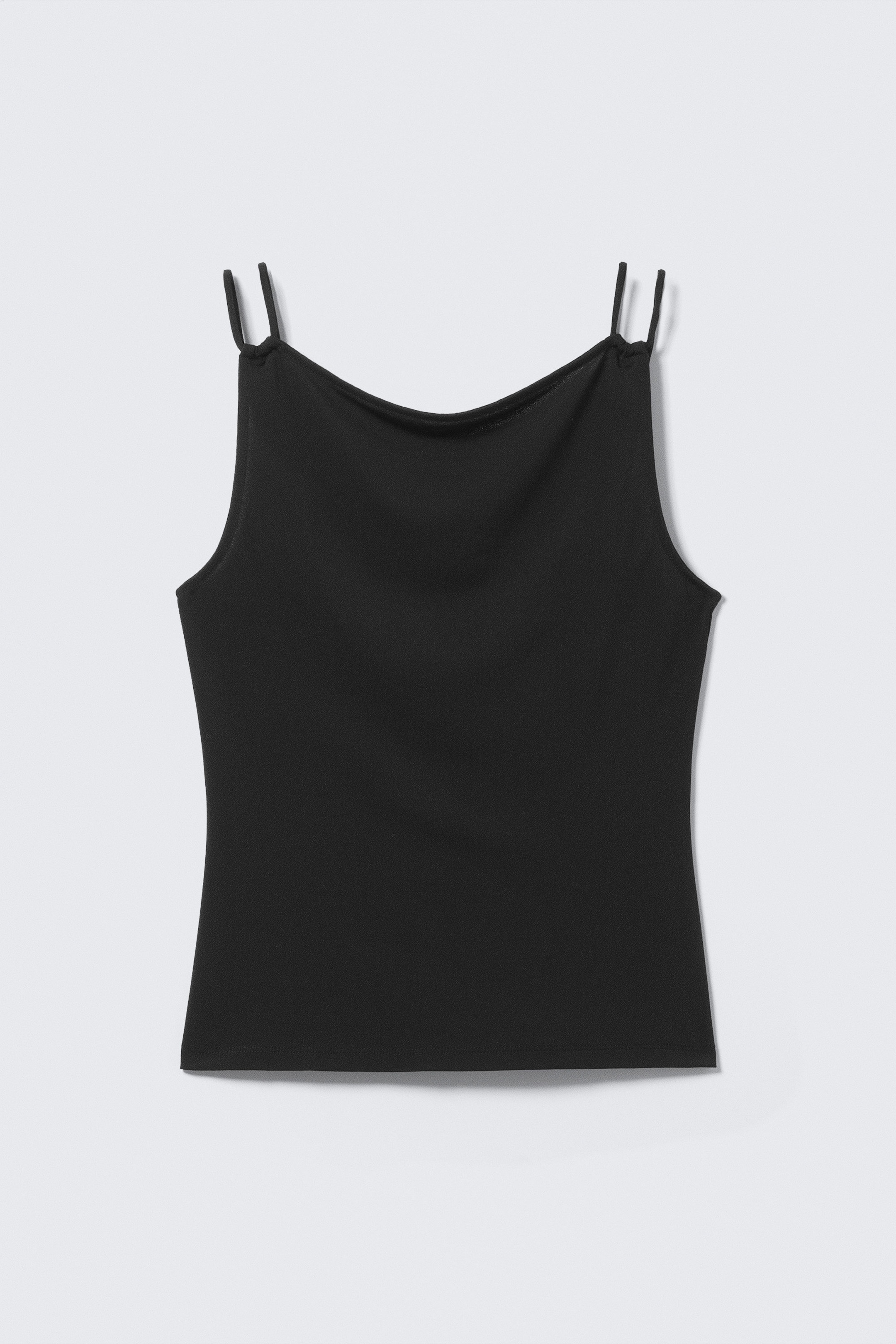 Schwarz - Jersey-Tanktop mit Riemchen und U-Boot-Ausschnitt - 1