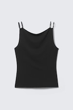 Svart - Ärmlös båtringad jersey-topp - 0