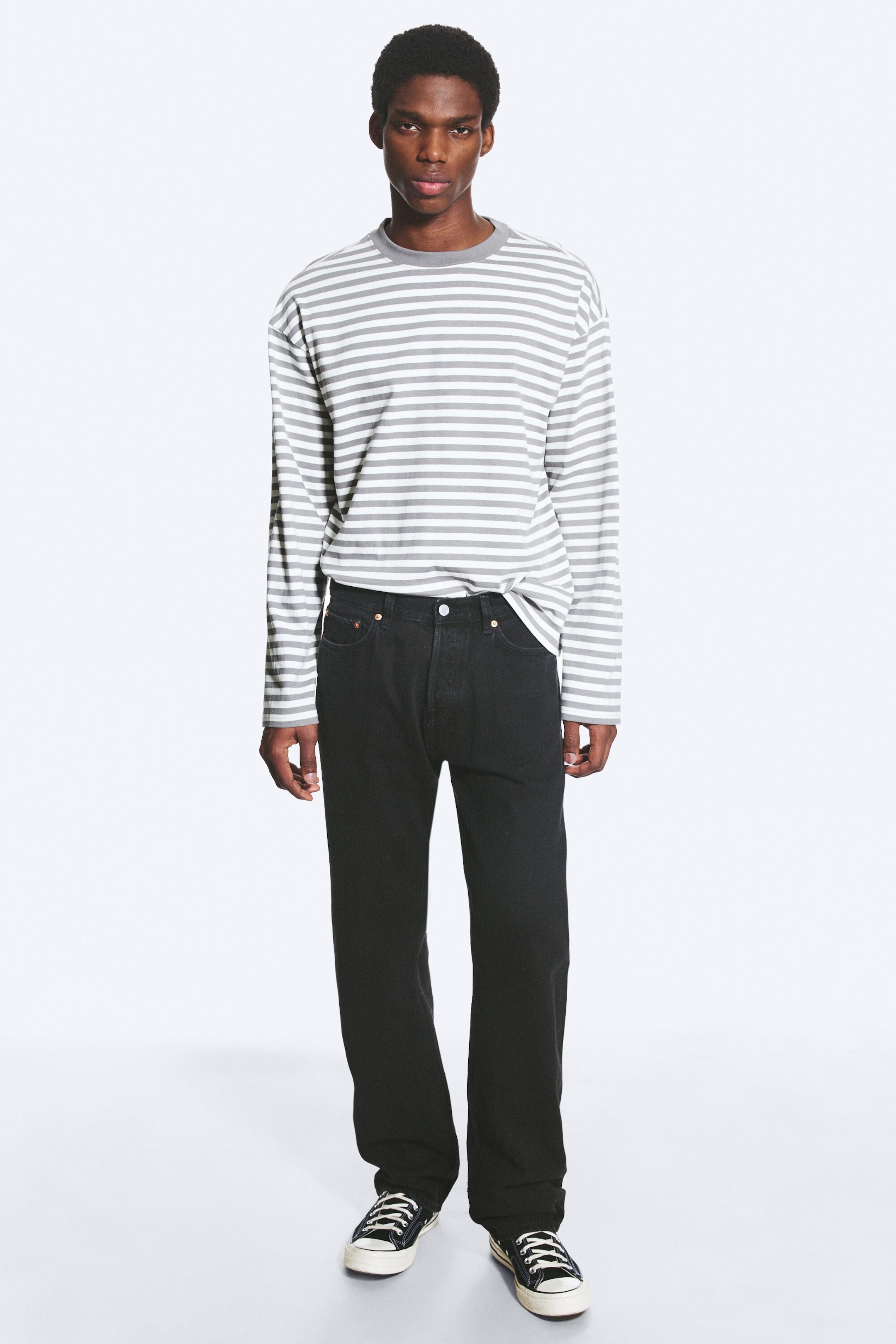 Tuned Black - Black - Space Mid Rise Relaxed Straight Jeans - 2