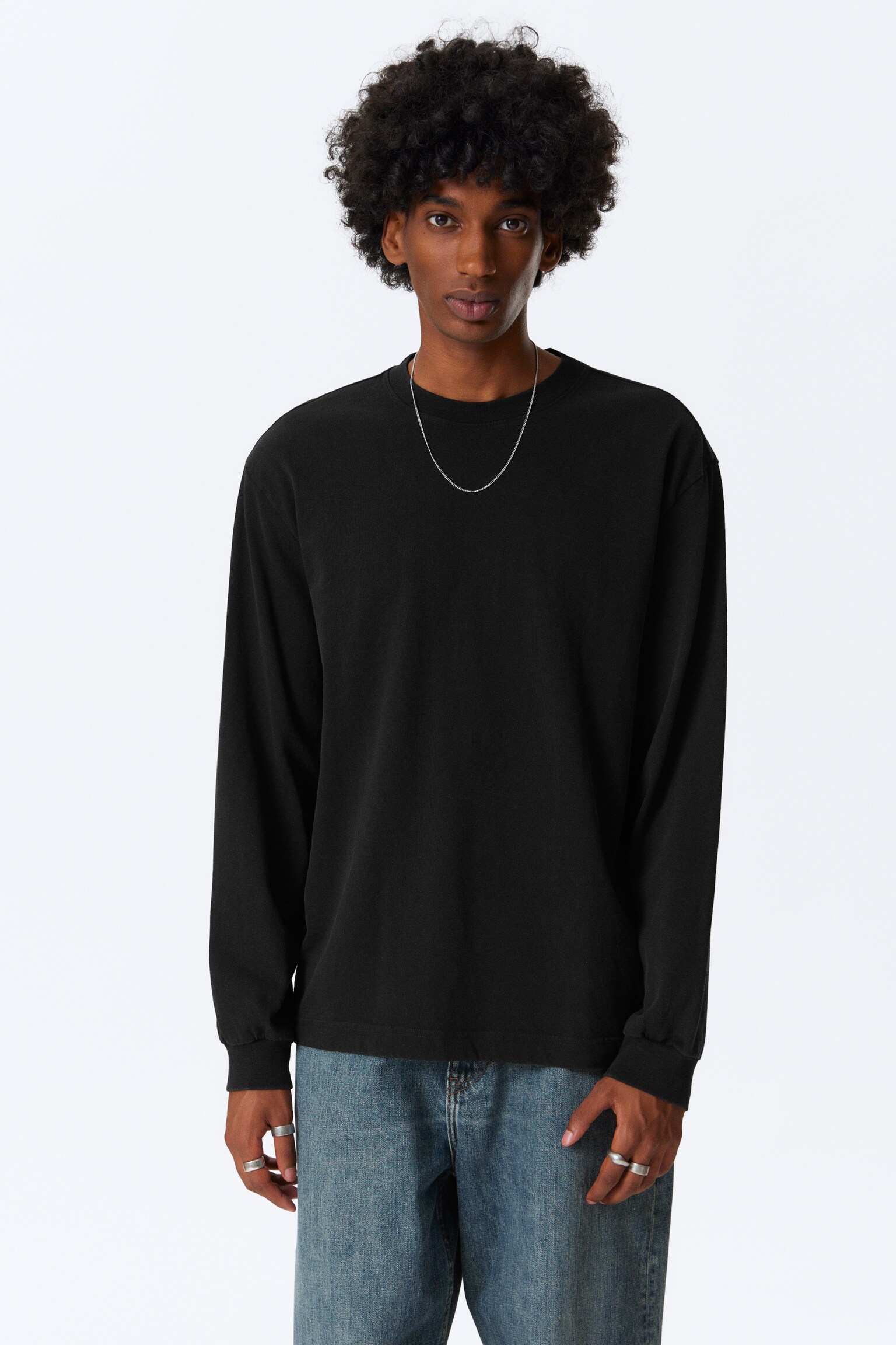 Relaxed Long-Sleeved Cotton T-shirt - Black/White