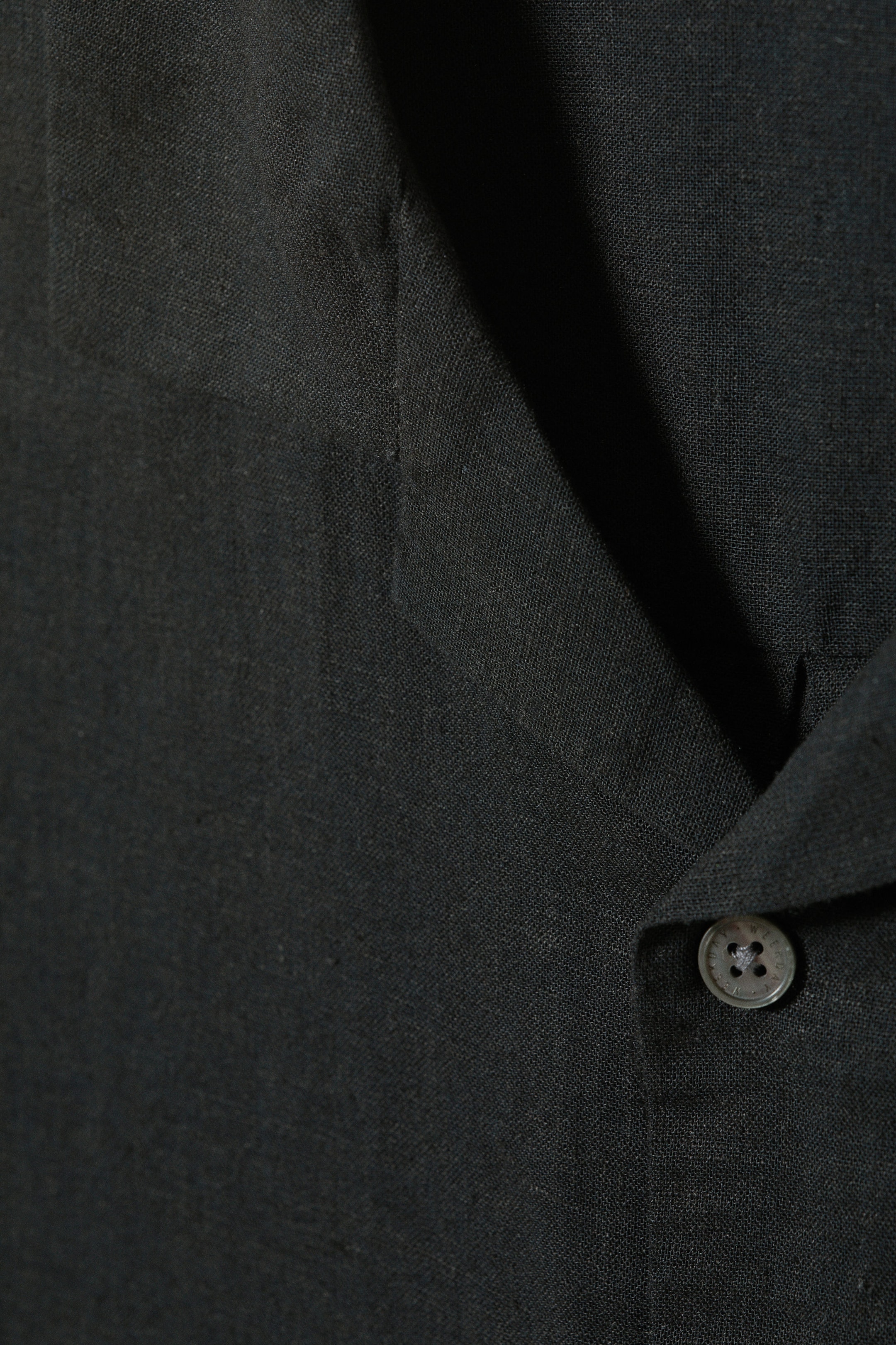 Black - Oversized Linen Short Sleeve Shirt - 1
