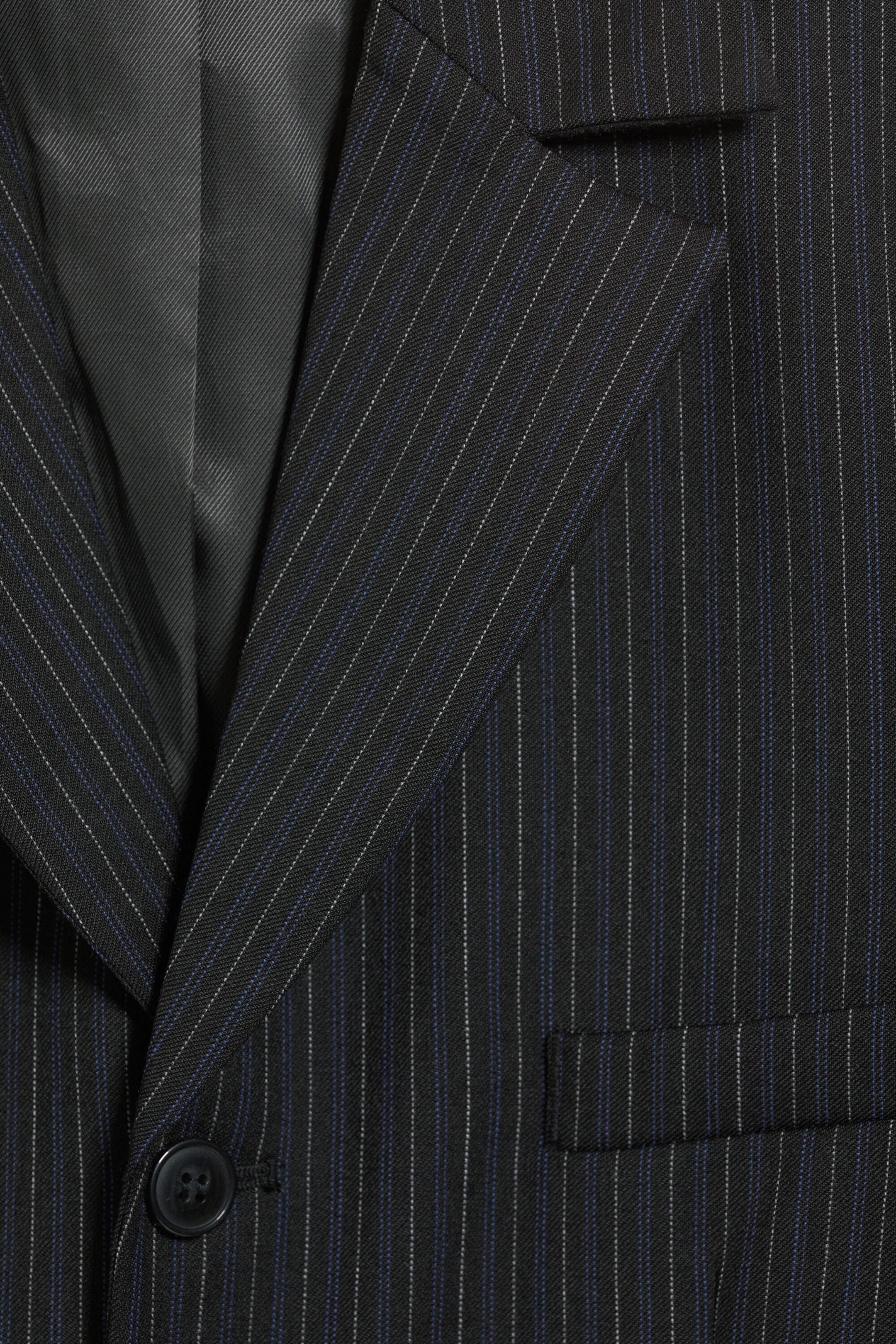 Schwarz gestreift - Einreihiger Blazer aus Wollmischung - 6
