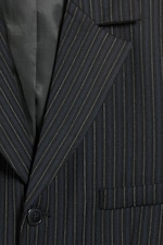 Striped Black - Single-breasted wool-blend blazer - 6