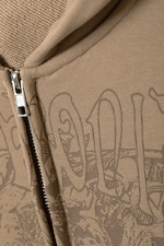 Dunkelbeige - Schwerer Zip-Hoodie mit Print im Boxy-Fit - 1