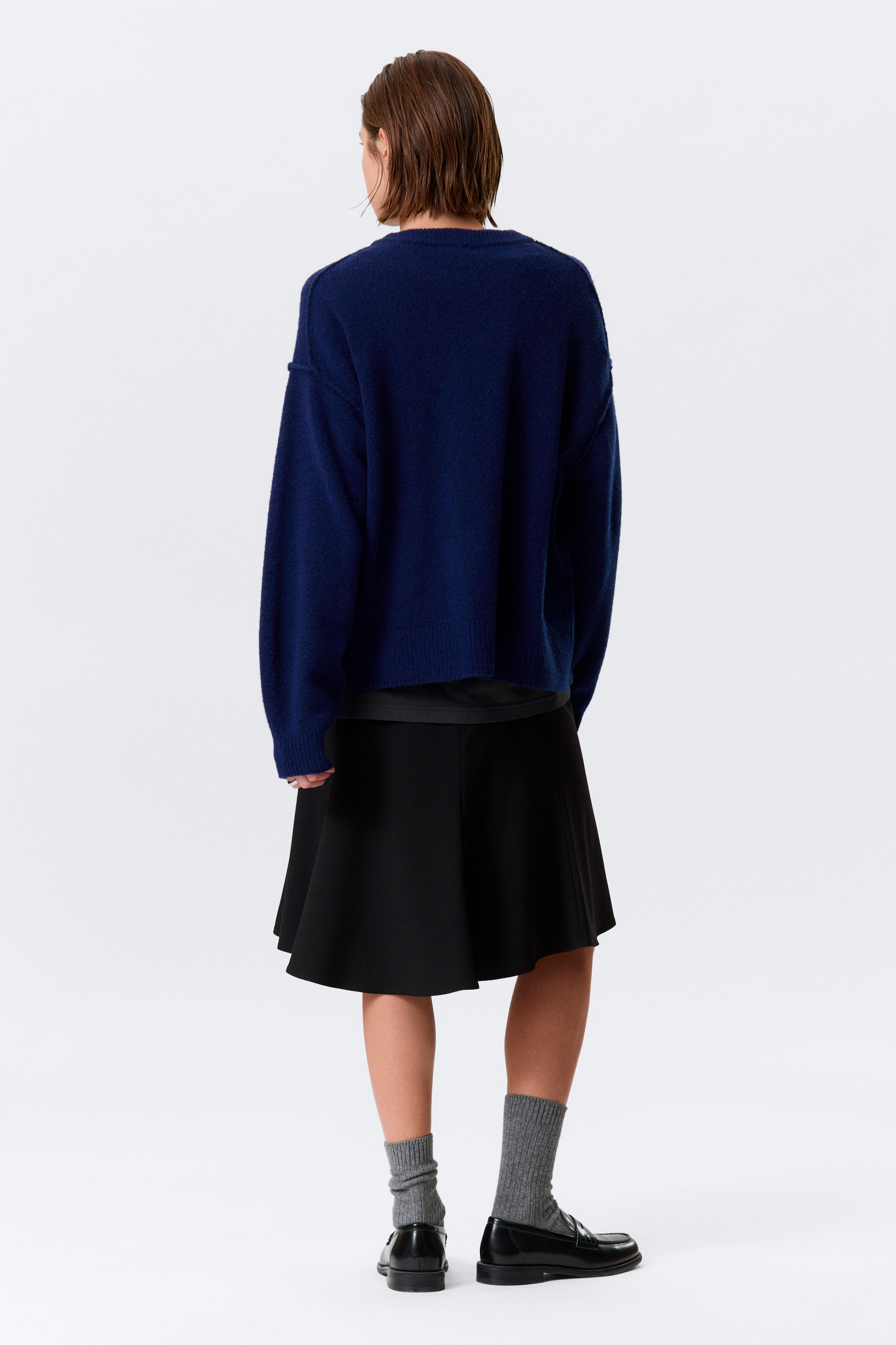 Bleu foncé chiné - Pull en maille décontracté - 3