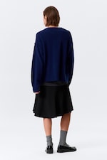 Bleu foncé chiné - Pull en maille décontracté - 3