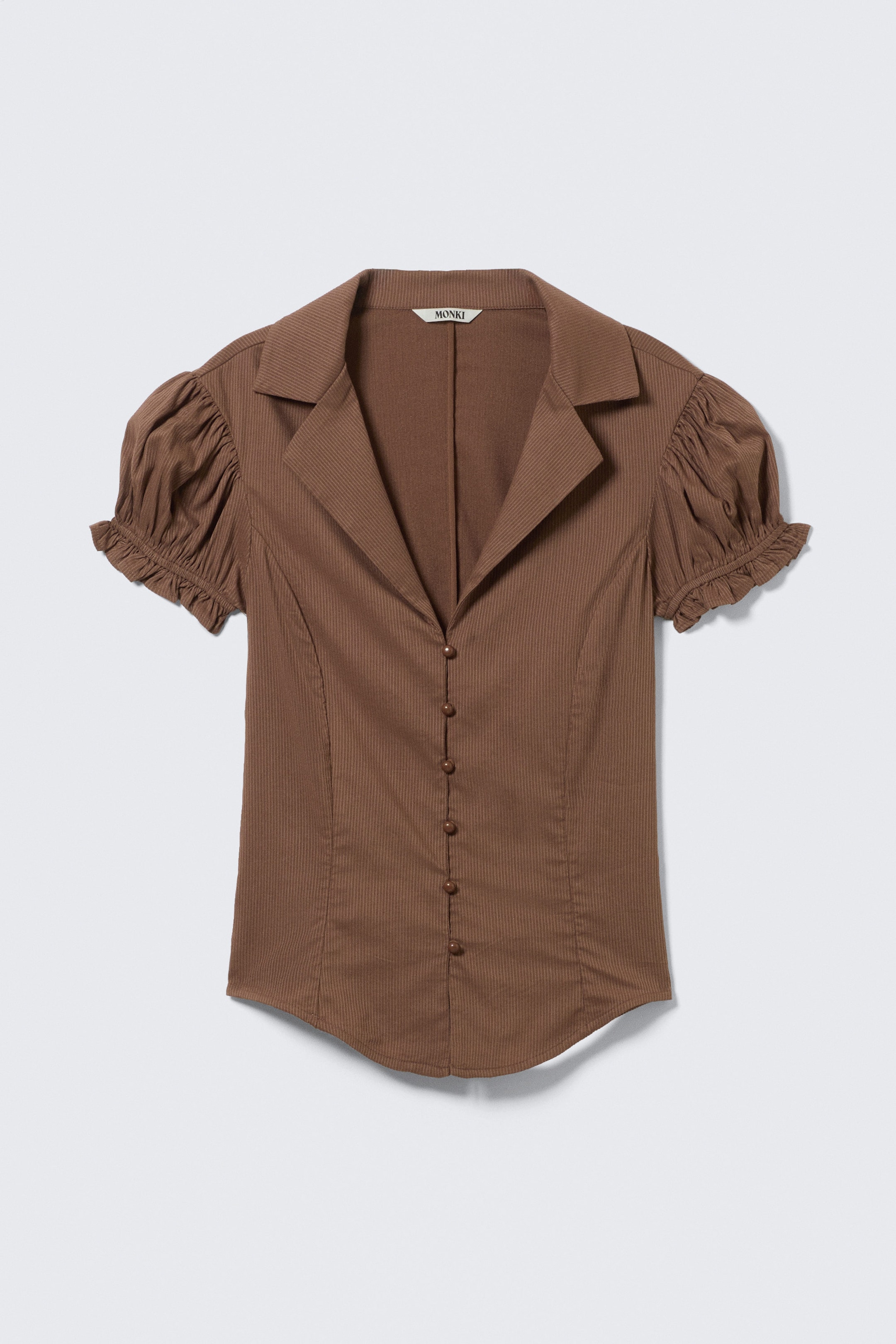 Striped Brown - Fitted Short-Sleeved Resort Shirt - 4