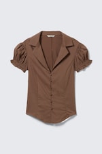 Striped Brown - Fitted Short-Sleeved Resort Shirt - 4