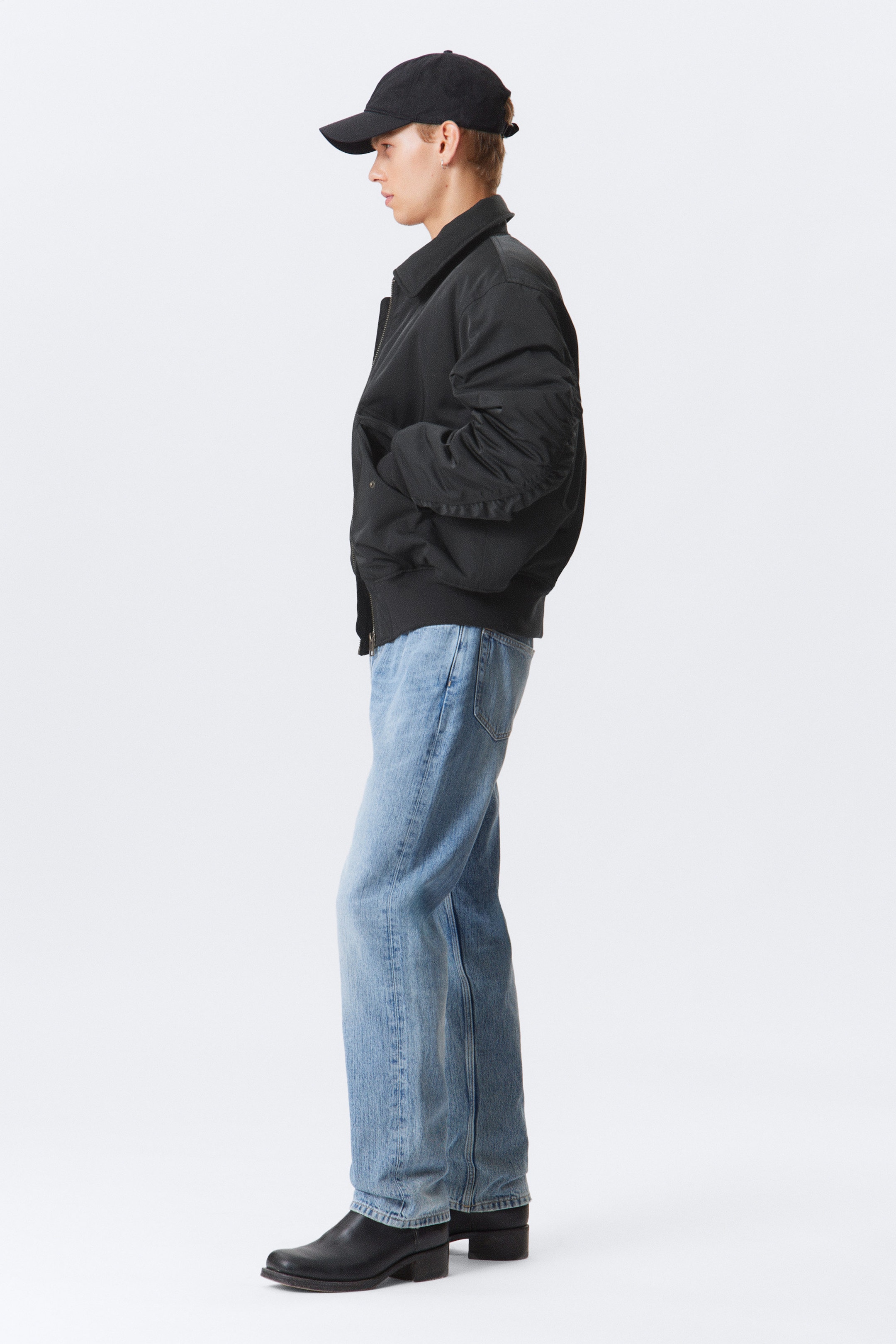 Black - Padded Twill Bomber Jacket - 3