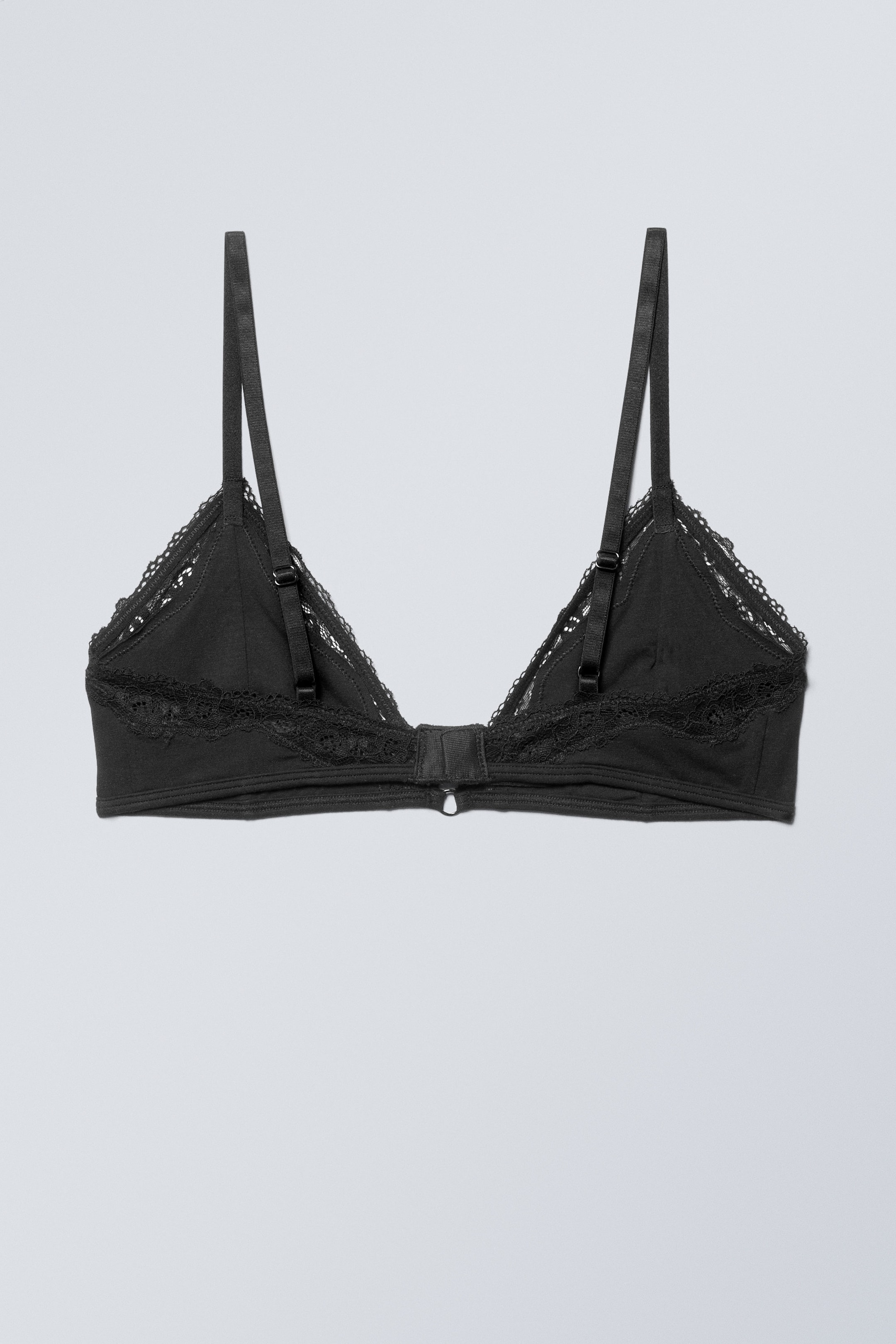 Black - Lace Cotton Trim Bra - 1