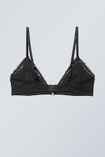 Black - Lace Cotton Trim Bra - 1