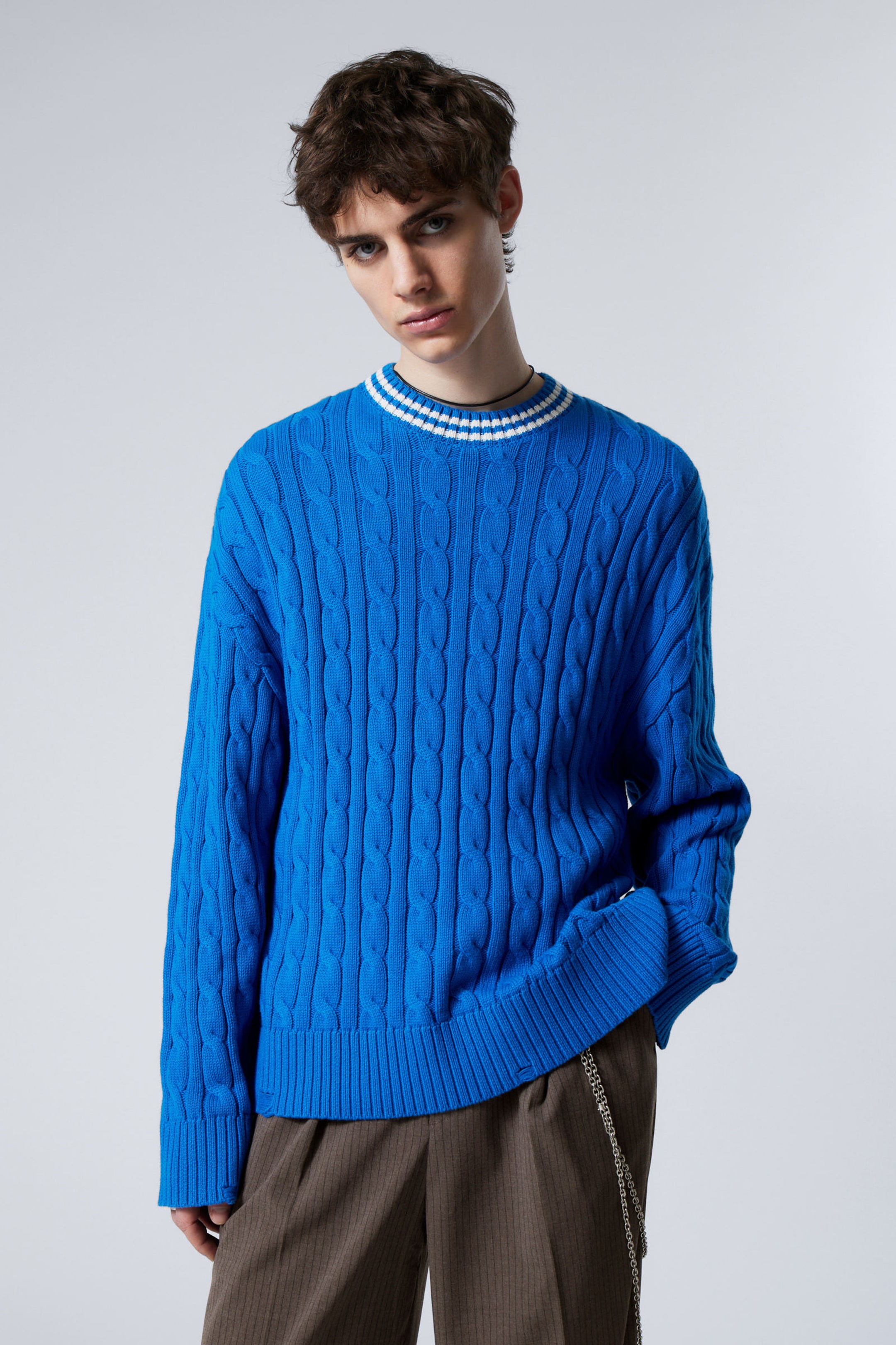 #2A5697 - Oversized Cable Knit Sweater - 1