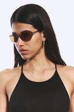 Brass - Bruna linser - Oval metallram unisex solglasögon - 1