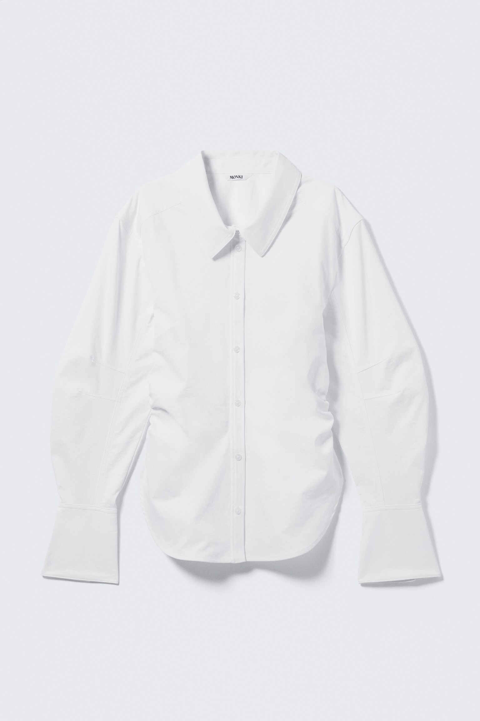 Nauwsluitend overhemd met ruches in de taille - Wit/Gele bloemenprint - 2