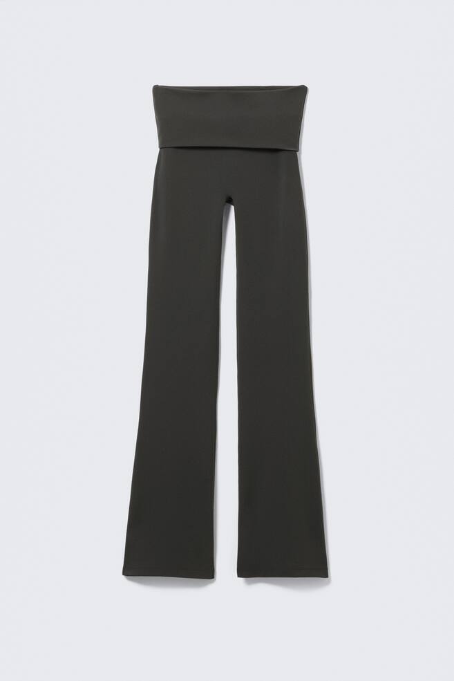 Folded Waist Flared Yoga Tights - Dark Grey/Dark Mole/Dark Blue/Black/Dark Brown - 1