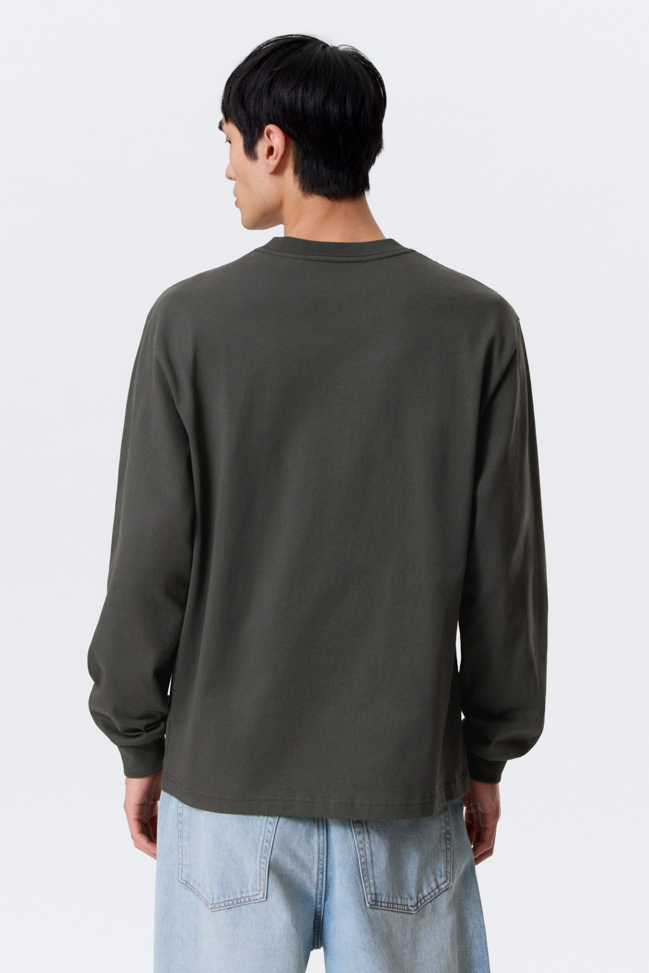 Dark Grey - Relaxed Long-Sleeved T-shirt - 2
