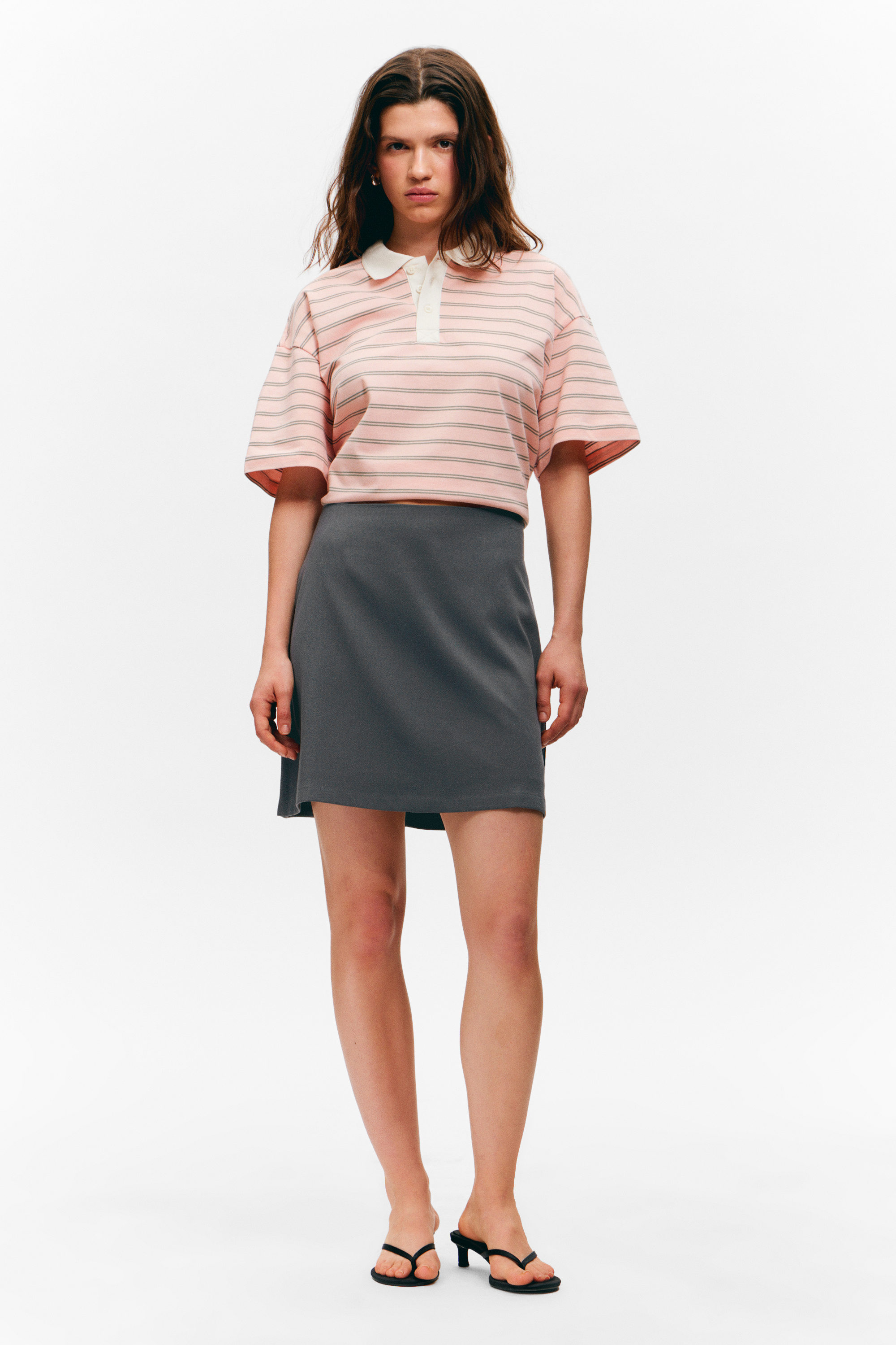 Dark Grey - A-line mini skirt - 1