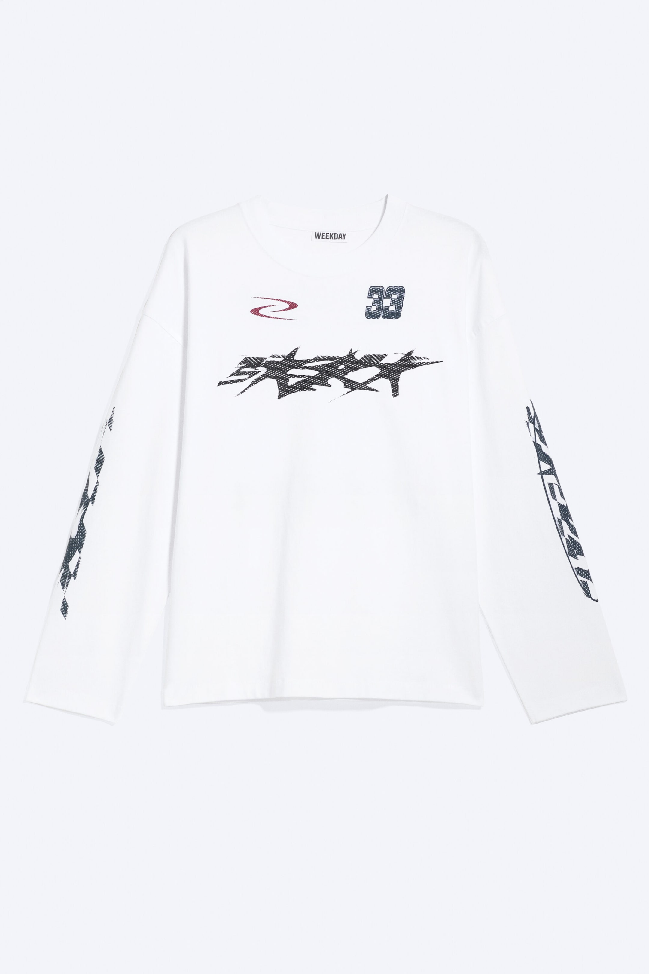 White - Racer - Oversized Graphic Long-sleeve - 3