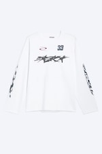 White - Racer - Oversized Graphic Long-sleeve - 3