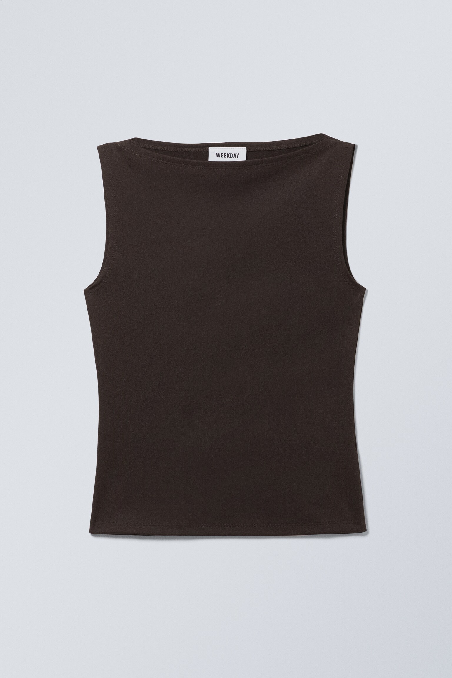 Annie Sleeveless Boat-Neck Top - Dark Brown/White/Black/Midnight Blue