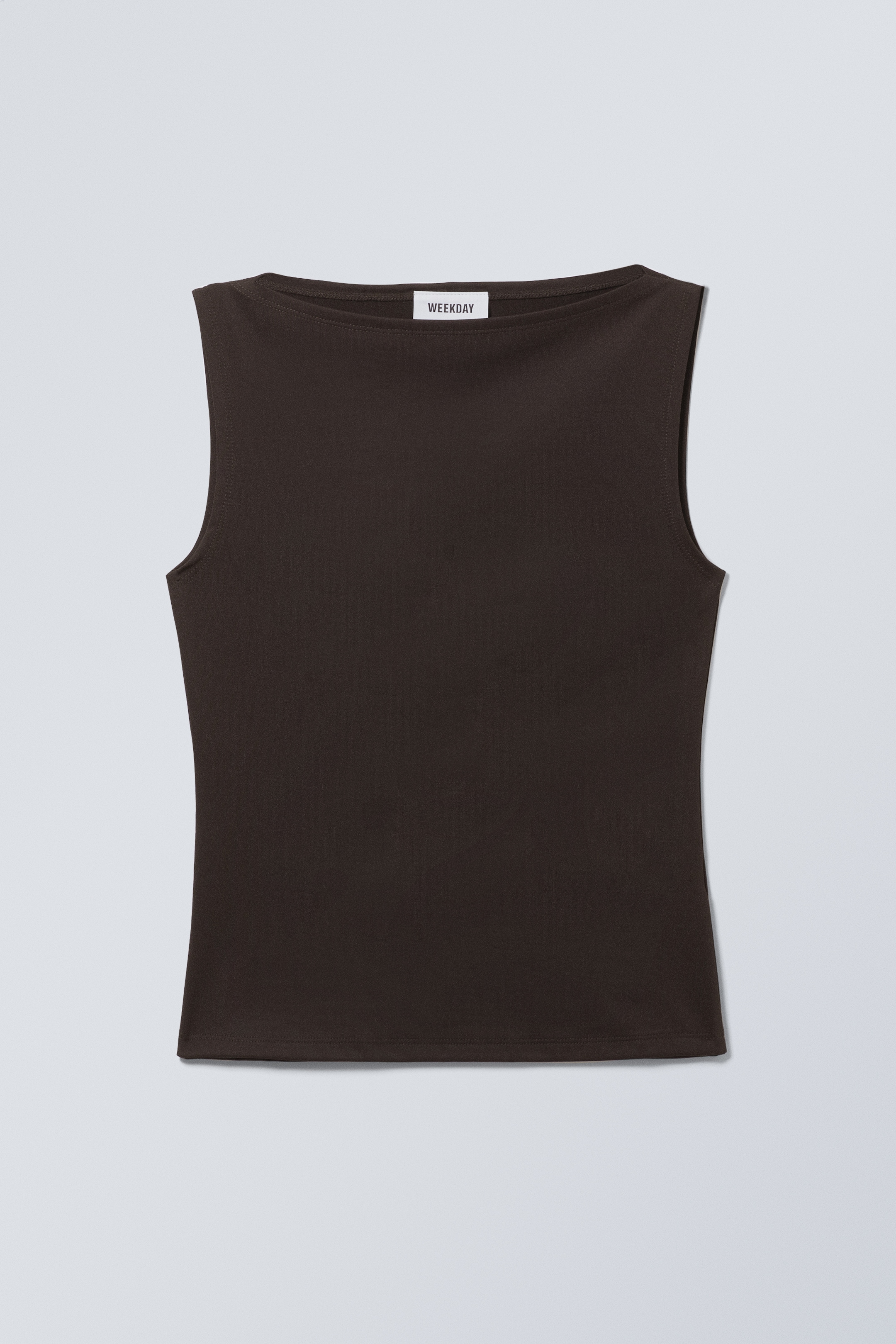 Zobrazit větší obrázek: Annie Sleeveless Boat-Neck Top - Dark Brown - ŽENY | H&M CZ 1