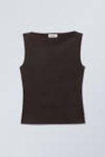 Dark Brown - Annie Sleeveless Boat-Neck Top - 0