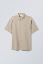 Beige - Randy Linen Short Sleeve Shirt - 0