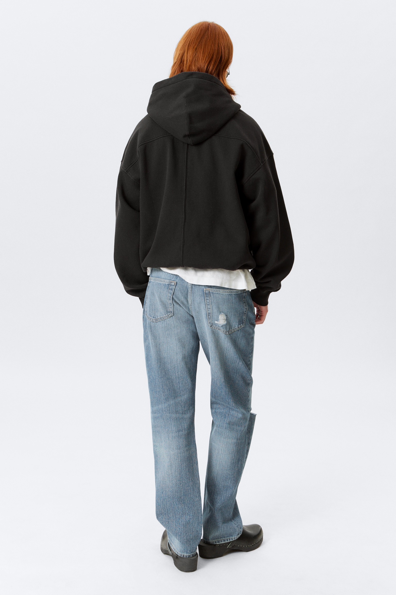 Runder Oversized-Hoodie mit Reißverschluss - Schwarz - 7