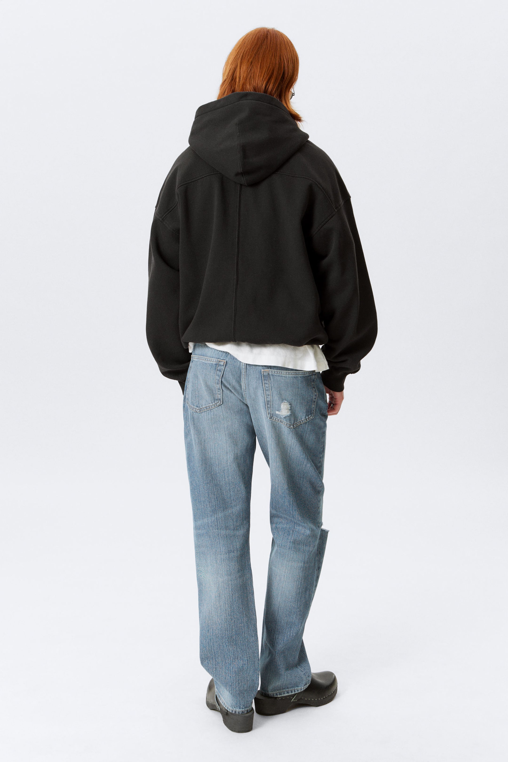 Black - Round Oversized Zip Hoodie - 4