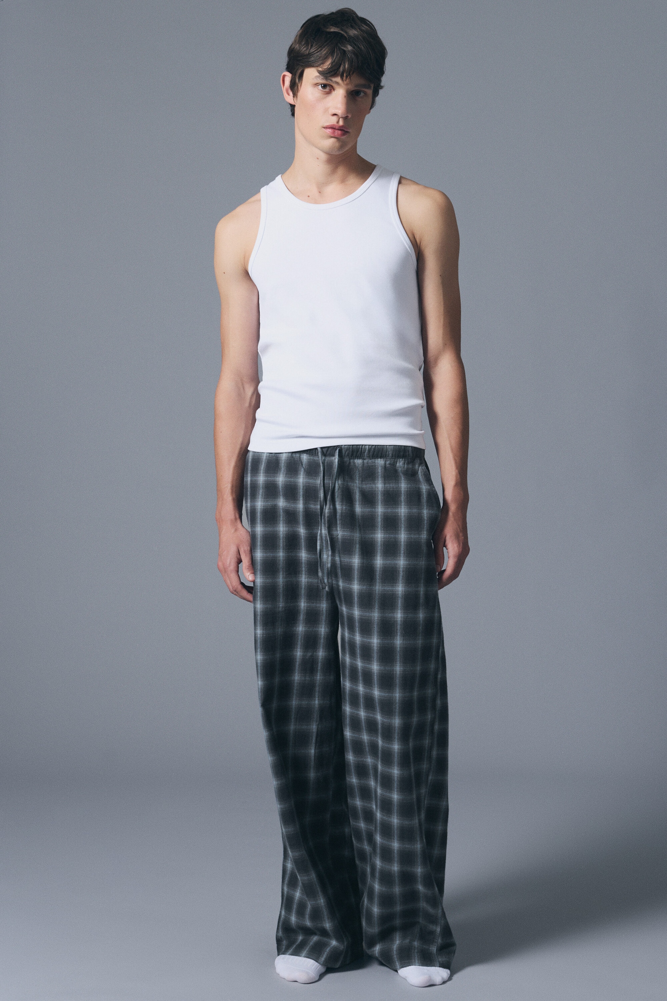 Checked Blue - Relaxed Flannel Pyjama Trousers - 1