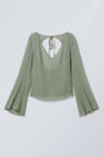 Dusty Khaki Green - Sophia Open Back Blouse - 0