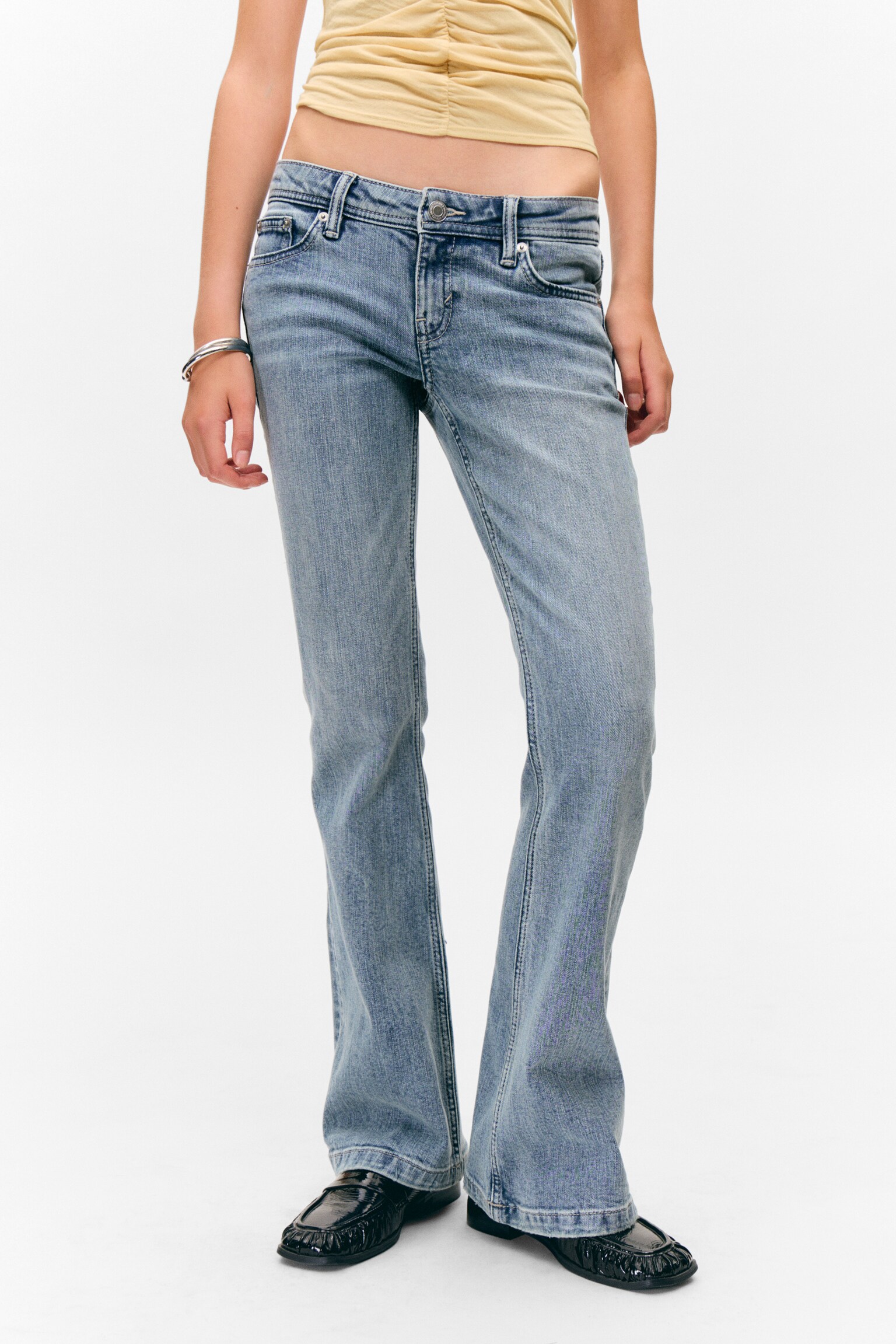 Bambi Low Rise Regular Flared Leg Jeans - Fresh Blue - Medium Blue - 7