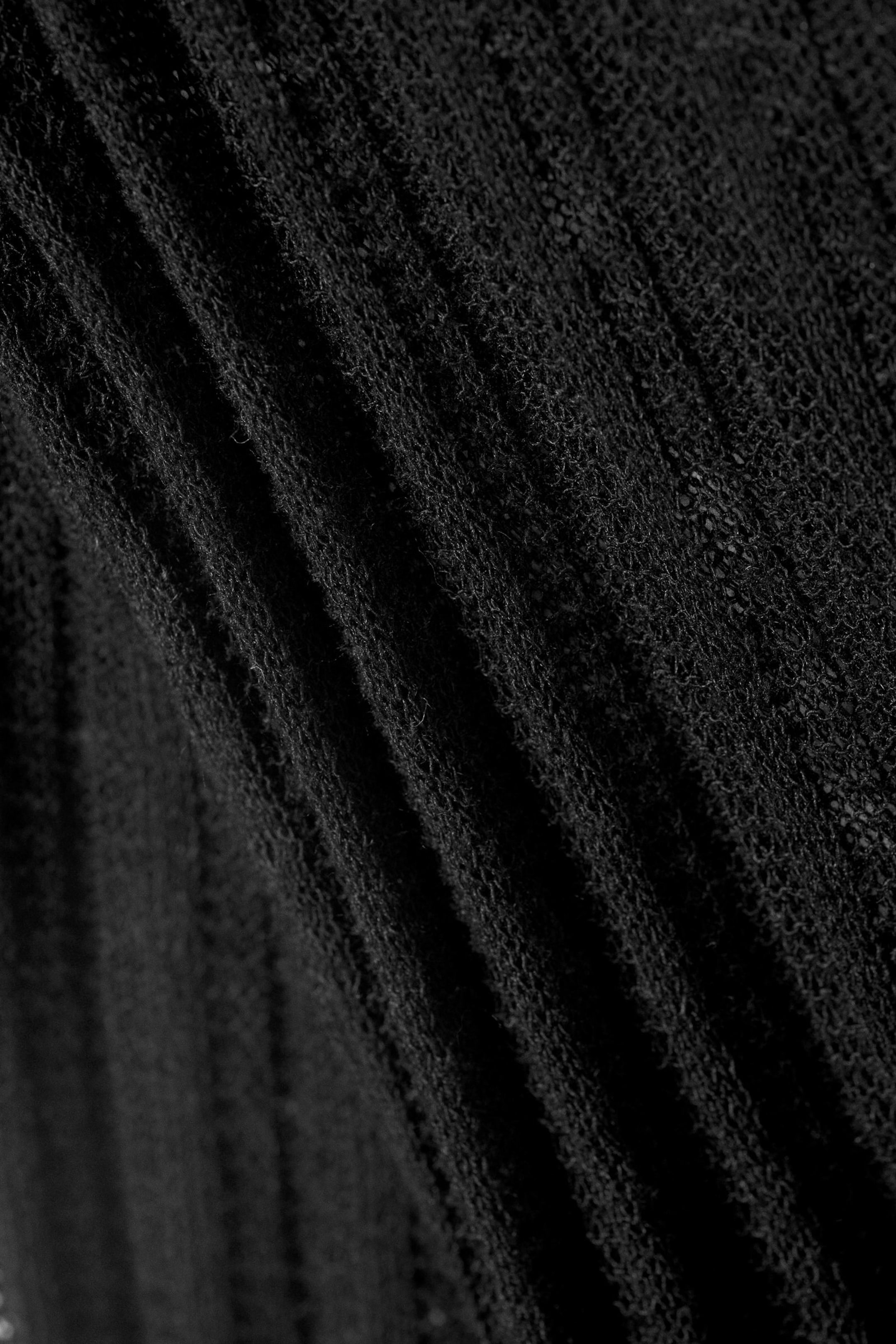 Schwarz - Kurzes gestricktes Kleid aus Leinenmischung - 2