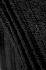 Black - Short Knitted Linen Blend Dress - 1