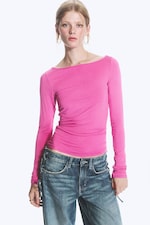 Pink - Transparentes Longsleeve mit U-Boot-Ausschnitt - 1