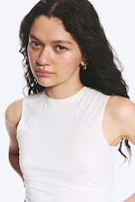 Blanc - Top froncé en jersey - 1