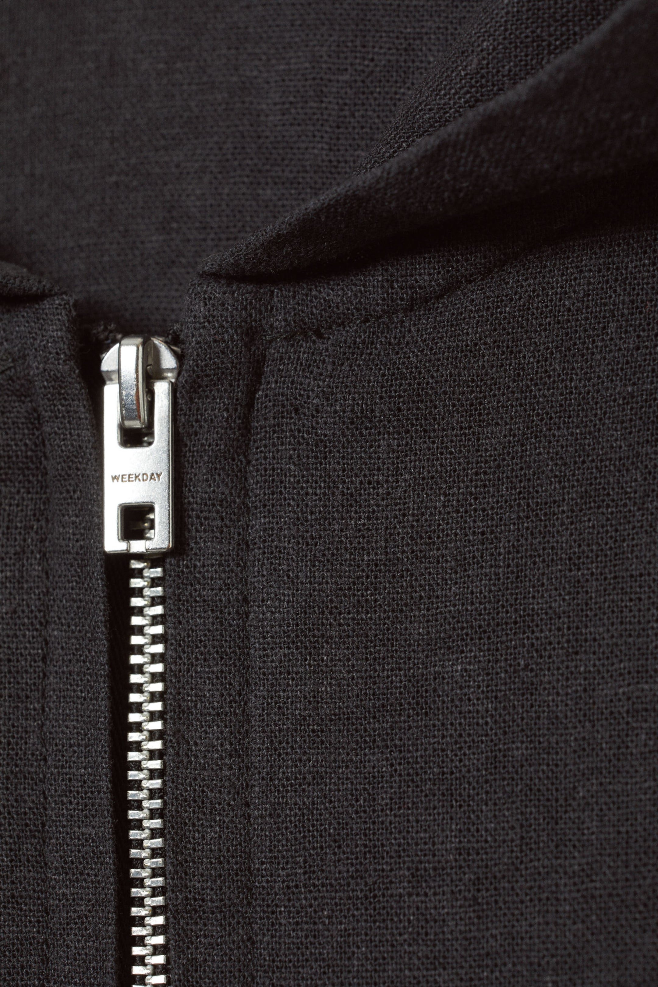 Dunkelgrau - Lockerer Zip-Hoodie aus Leinenmischung - 1