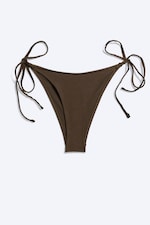 Dark Brown - Mid Rise Brazilian Tie Bikini Bottoms - 0