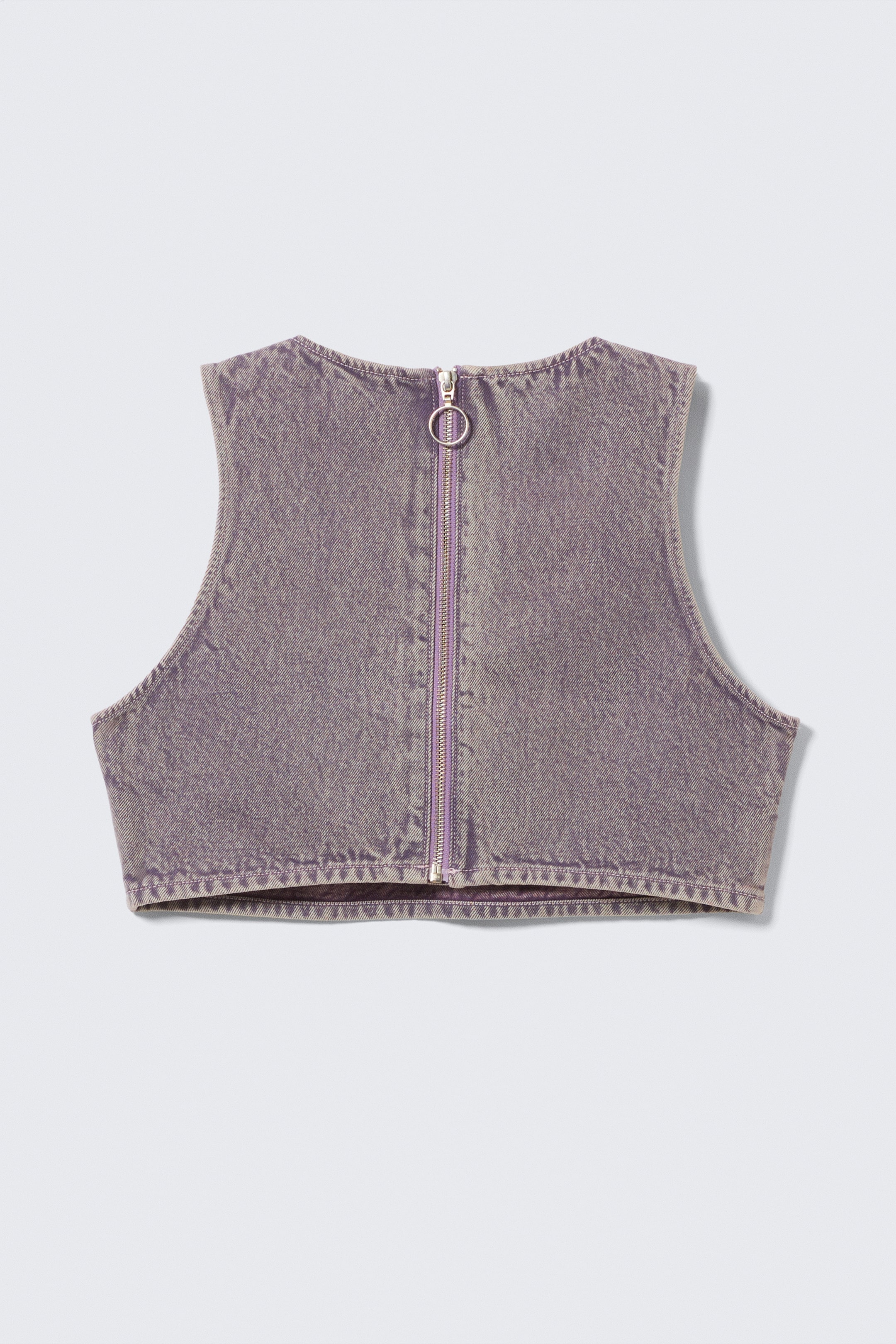 Visa större bild: Croppad denim-bralette med dragkedja bak - Tvättad lila - DAM | H&M SE 5