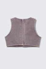 Tvättad lila - Croppad denim-bralette med dragkedja bak - 4