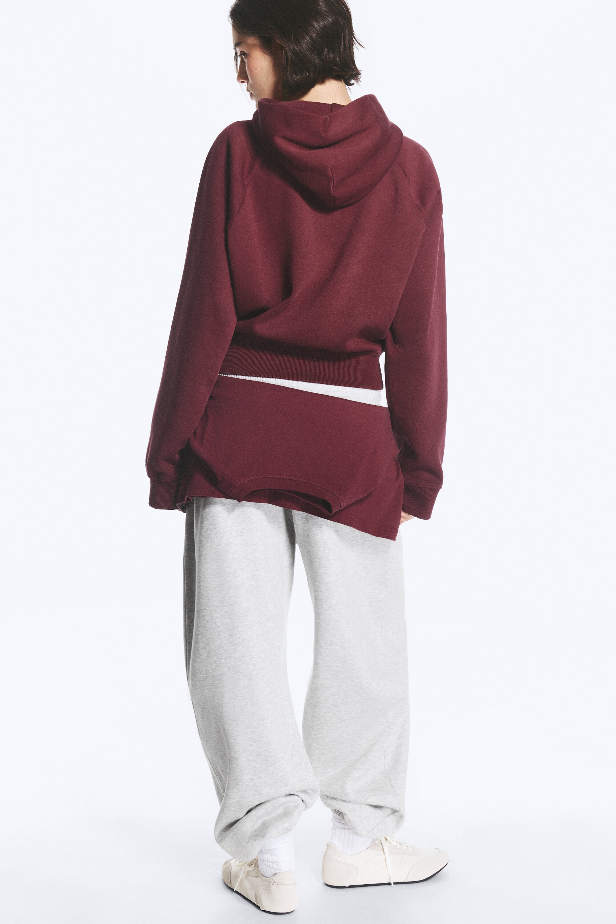 Rouge foncé délavé - Sweat à capuche coupe standard à manches raglan - 2