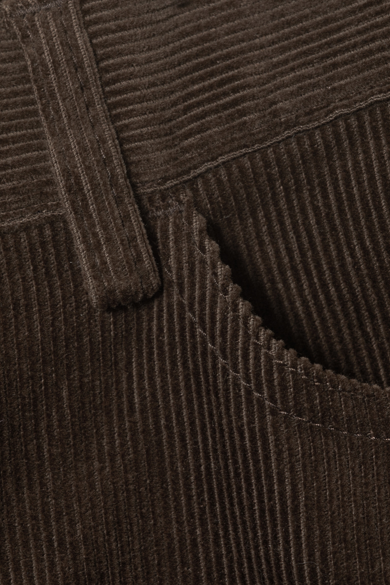 Relaxed Fit Low Rise Corduroy Trousers - Brown - 3