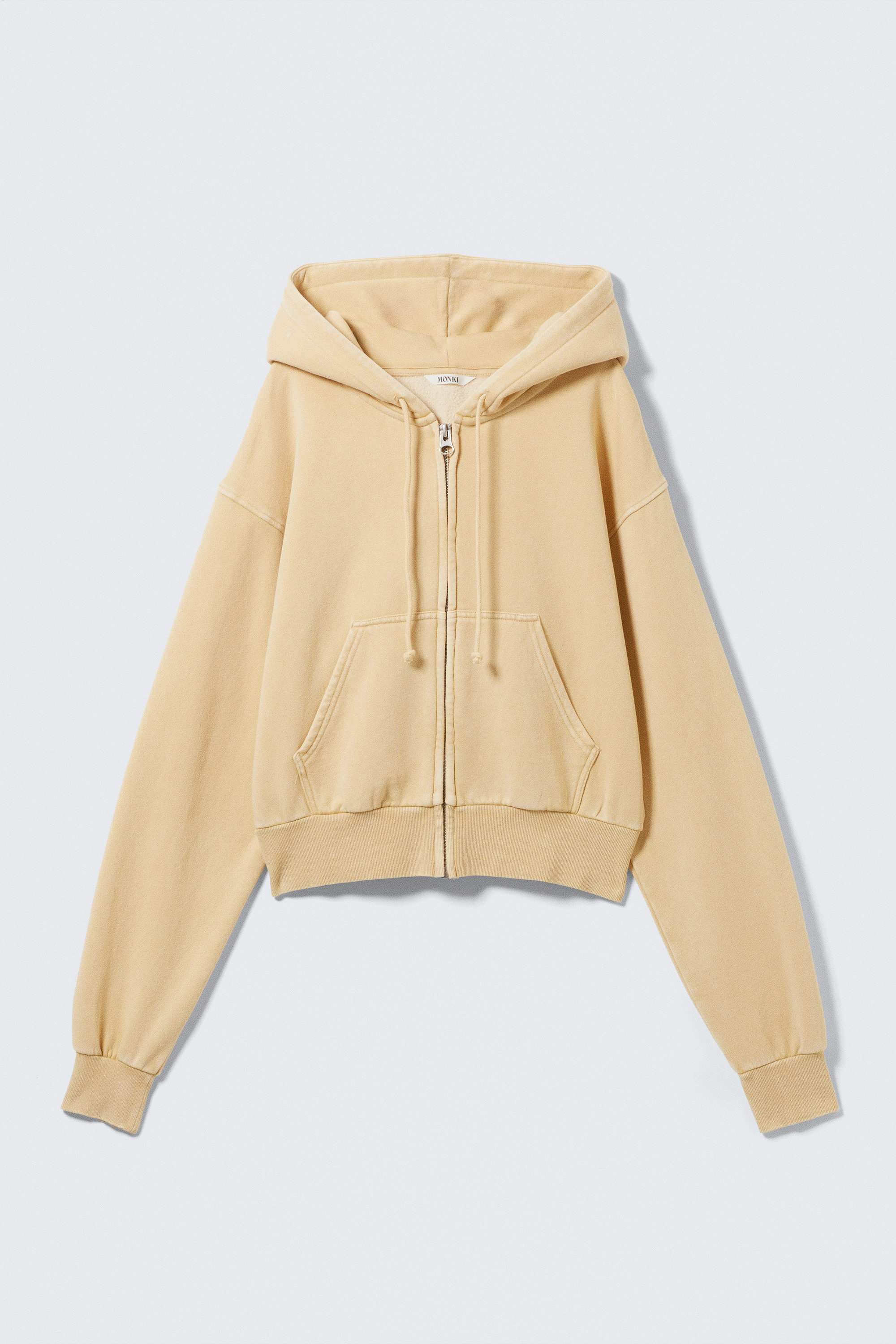 ★関税込★muwm★Puff Up Baby Soft Beige★ short zip hoodie - Washed Light Beige | Monki WW