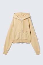 Washed Light Beige - Short Zip Hoodie - 0