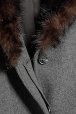 Grey - Fitted Wool-Blend Coat with Faux Fur Collar - 6