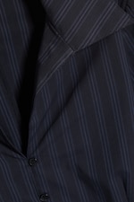 Striped Dark Blue - Slim Fit Textured Blouse - 4