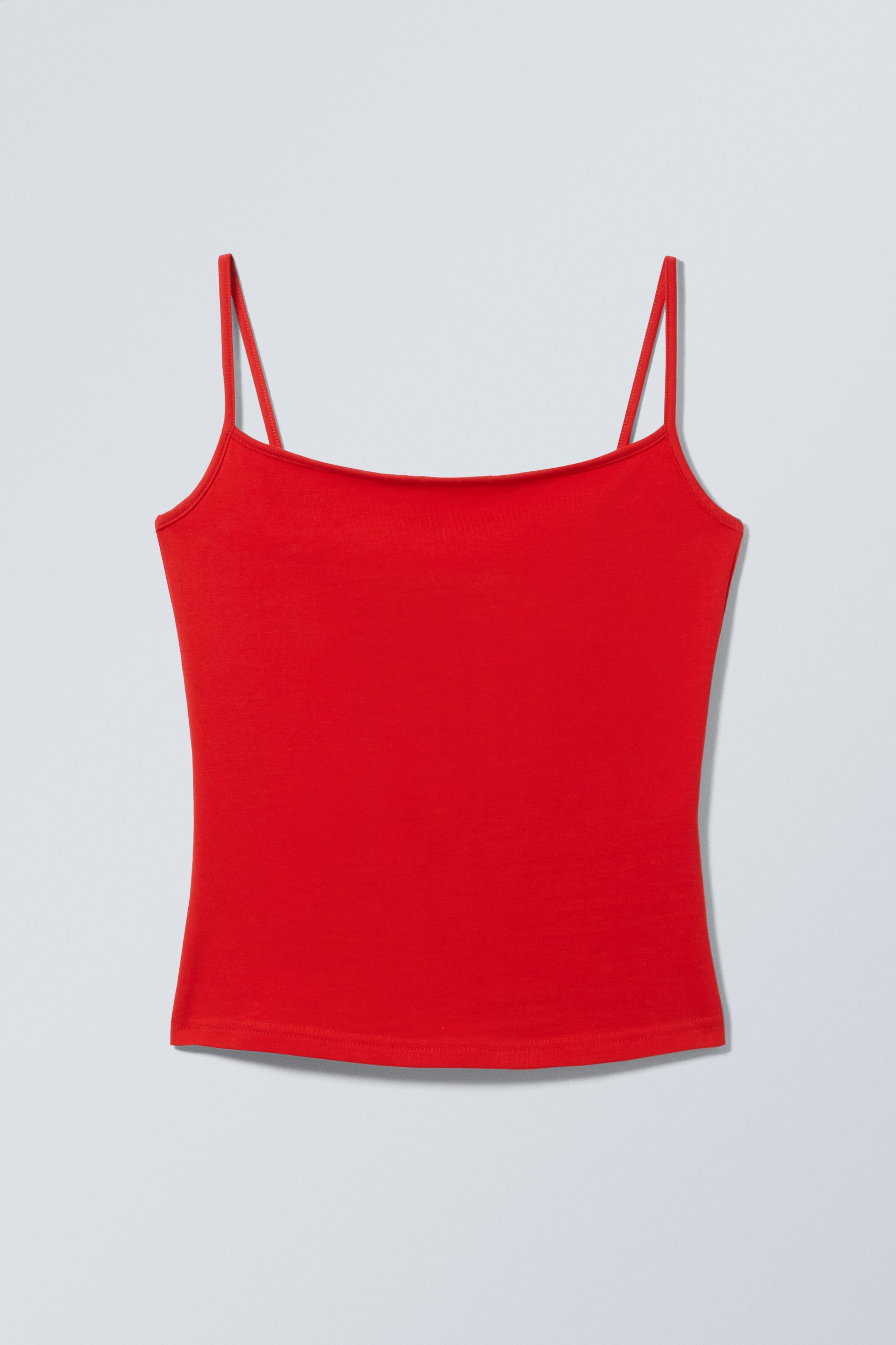 Knallrot - Schmal geschnittenes Unterhemd aus Baumwolle - 0